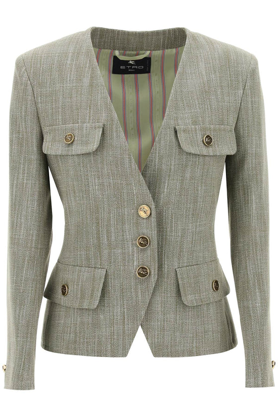 Etro fitted jacket with padded shoulders