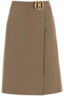  Bally houndstooth a-line skirt with emblem buckle