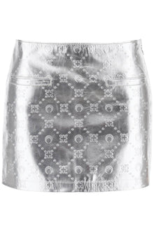  Marine Serre moonogram mini skirt in laminated leather