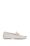 Tod'S white lime calfskin driving loafer with low heel