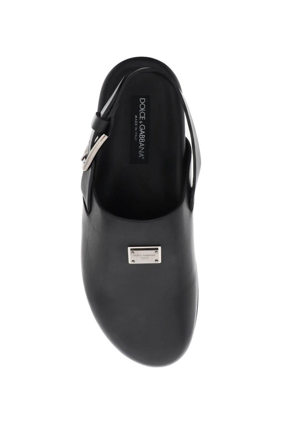 Dolce & gabbana leather clogs with buckle